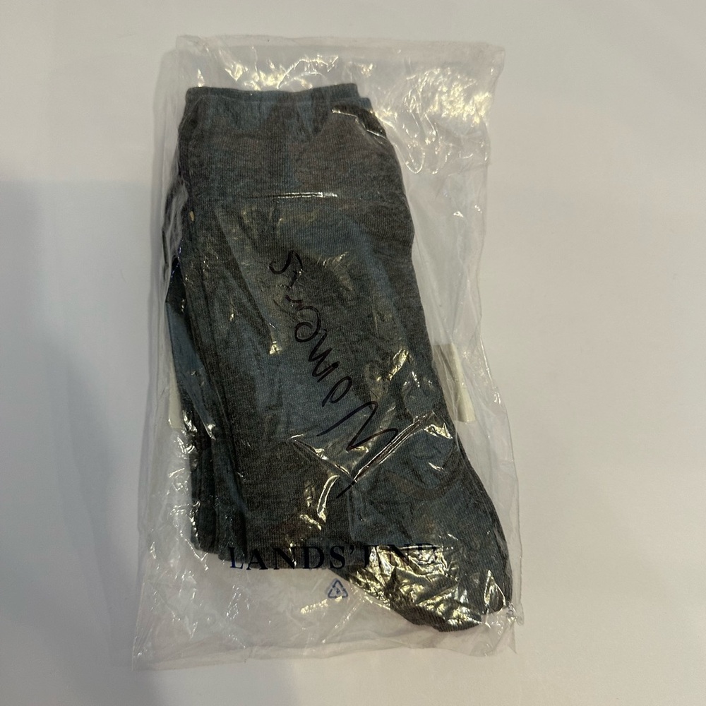 Women’s Lands’ End Solid Blend Sock- 3 pack- Charcoal Grey L/XL